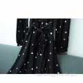 Women Long Sleeve Dot Casual Dress